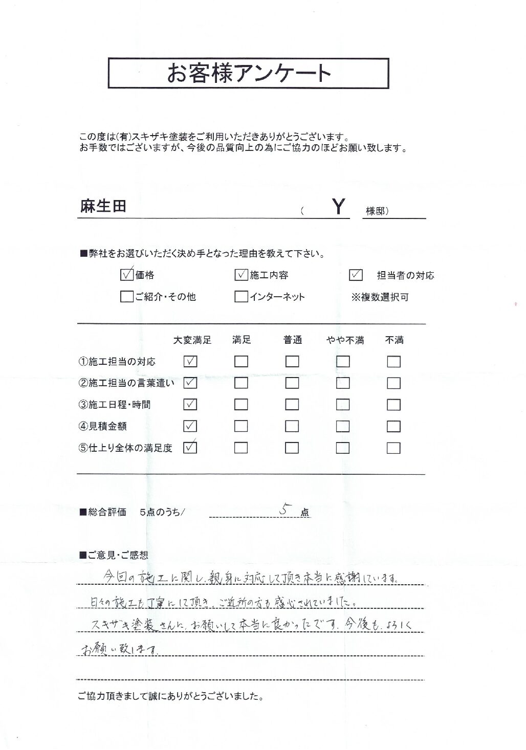 麻生田Ｙ様邸の写真